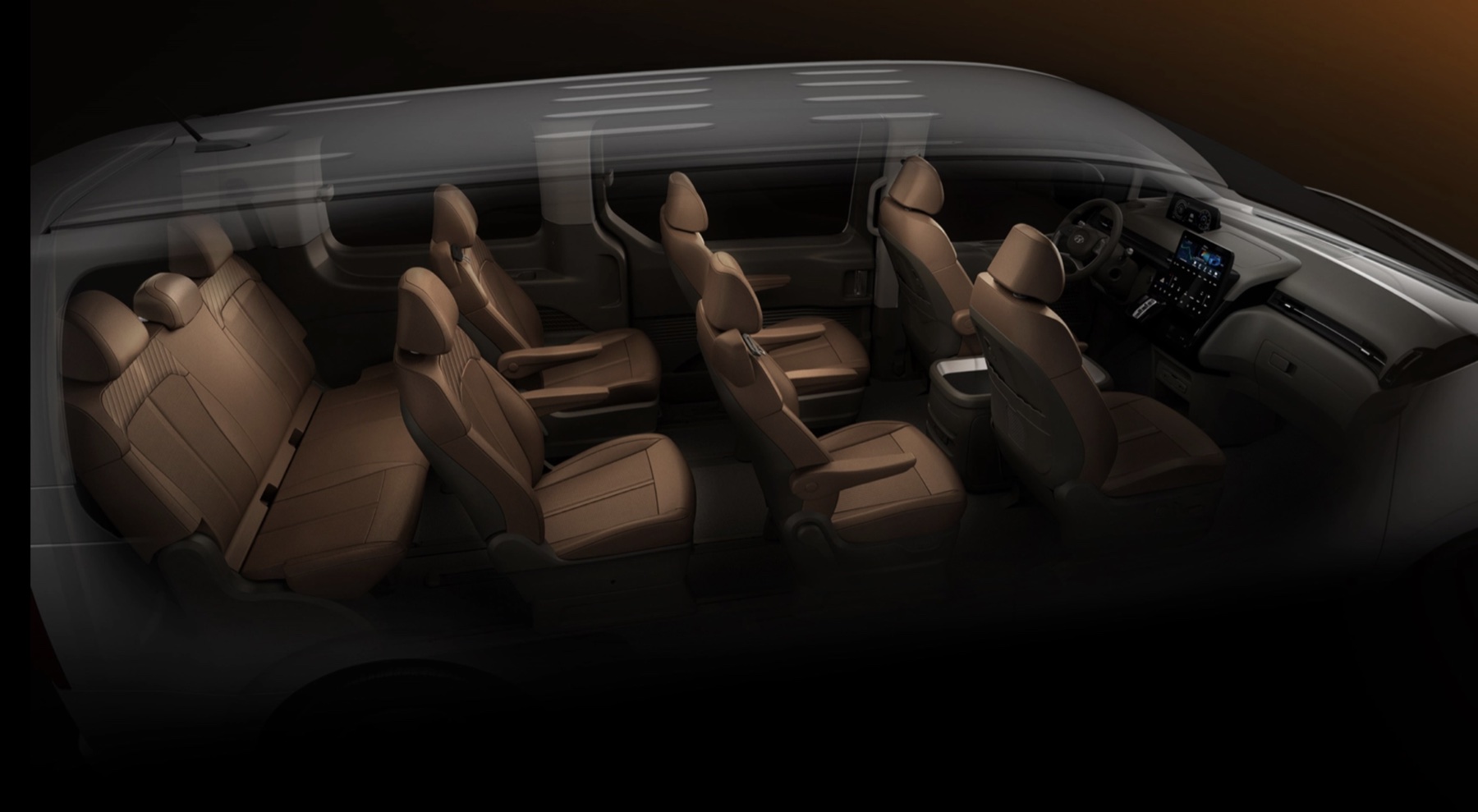Hyundai Staria passenger cabin and seating reference provided by Cristóbal